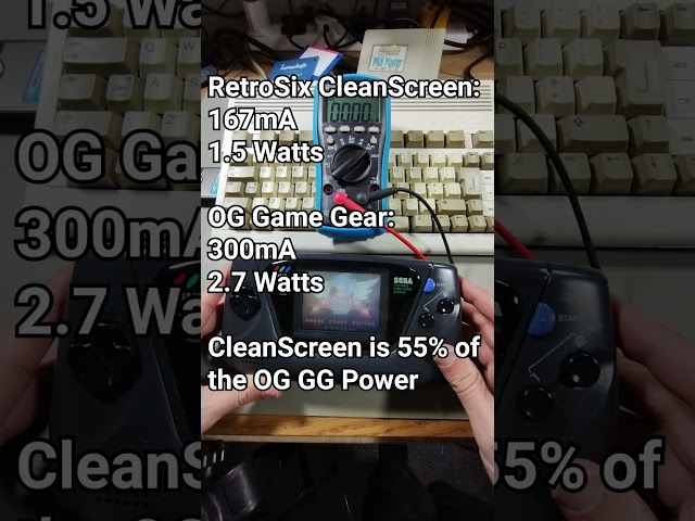 RetroSix CleanScreen vs OG Game Gear Current Measurements