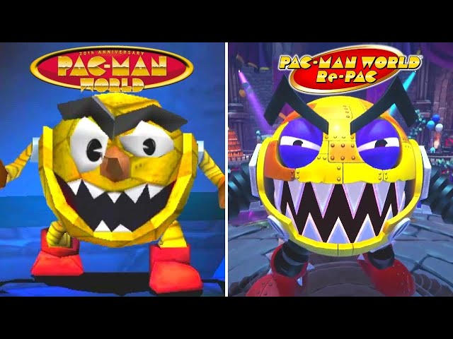Pac-Man World Re-Pac - All Bosses Comparison (PS1 vs PS5)
