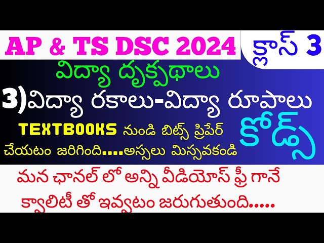 విద్యా దృక్పథాలు విద్యారకాలు విద్యారూపాలు Perspective in Education Practice bits in Telugu DSC 2024