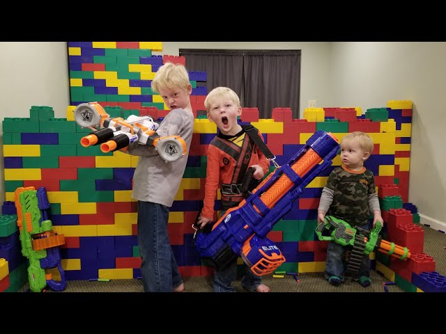 LEGO FORT Nerf War!!! 400 lbs of Legos, 60 Guns & 4000 Nerf Darts