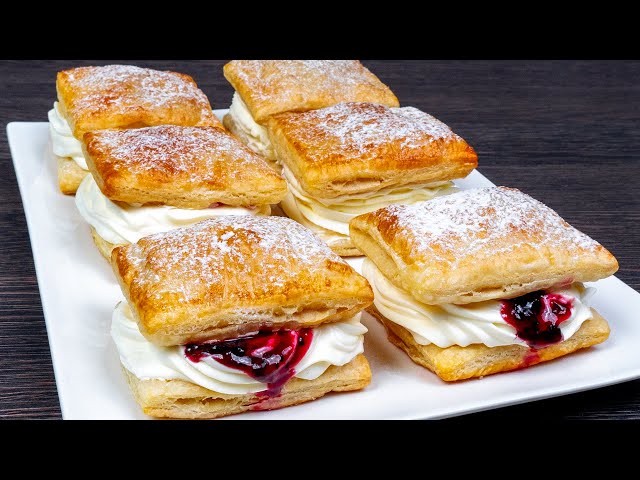 They will disappear in a minute!Perfect dessert of puff pastry and pastry cream.Ready in 20 minutes!