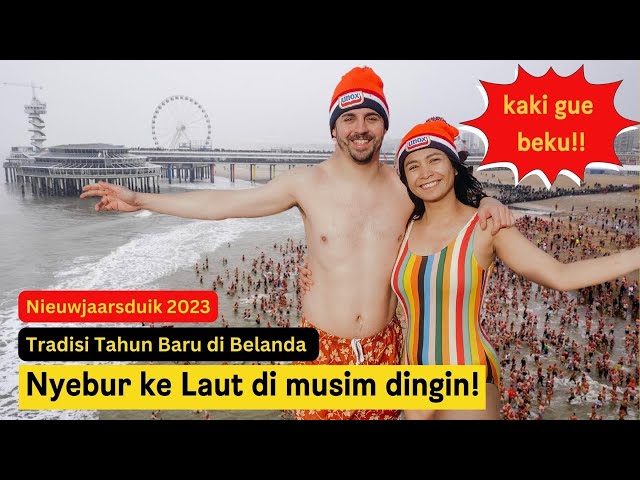 PERAYAAN TAHUN BARU 2023 BELANDA| NYEBUR KE LAUT RAME - RAME - KAKI MATI RASA!!!!