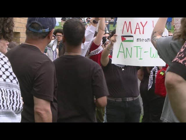 Pro-Palestine protestors demonstrate at Kent State University