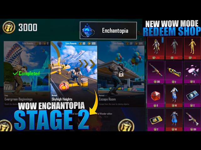 New Wow Mode Redeem Shop? | How To Complete Wow Enchantopia All Stages | Enchantopia Stage 2 | Pubgm
