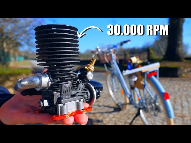 Tiny 3.5 cc NITRO ENGINE on a BICYCLE