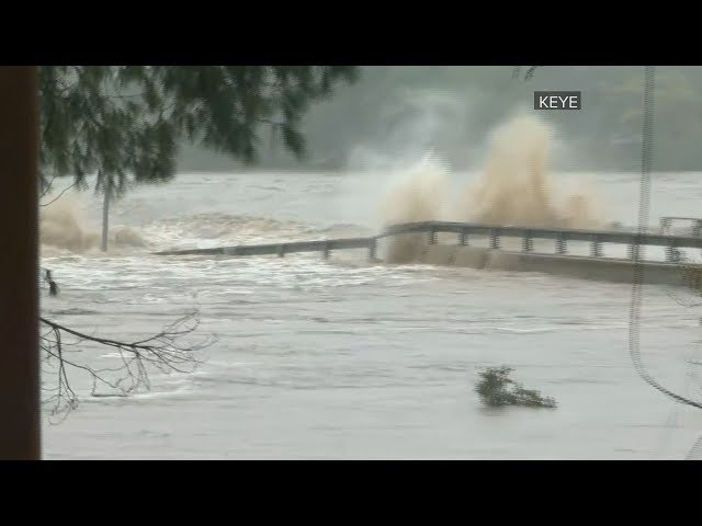 Llano River flooding in Texas washes away bridge on Live TV