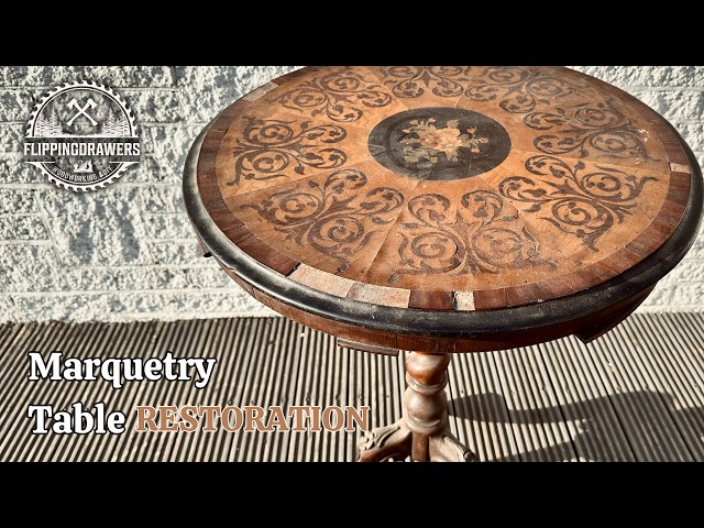 Antique Marquetry Table RESTORATION. Satisfying transformation.