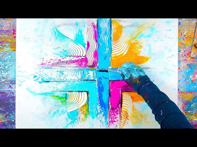 ABSTRACT ART PAINTING Demo With Acrylic Paint and Palette Knife | Bruma