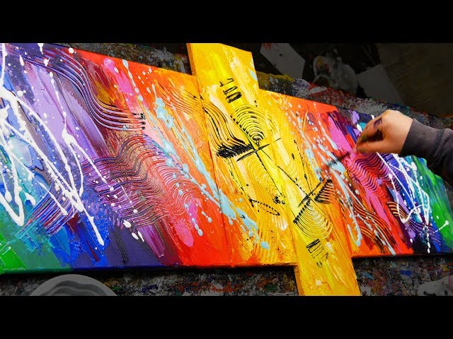 HOW TO make an AMAZING Abstract Painting With Very BRIGHT COLORS | Sexamental