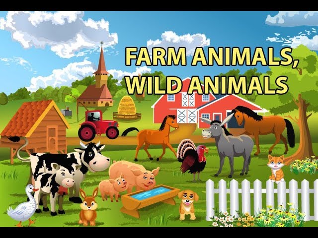 Farm Animals, Wild Animals Names and Sounds for kids