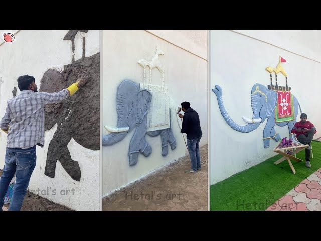 Elephant Wall Mural Art Making With Clay || 3D Mural Art || DIY