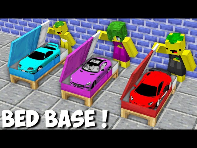 My family FOUND RAREST CAR INSIDE THE BED in Minecraft ! VEHICLE BASE !