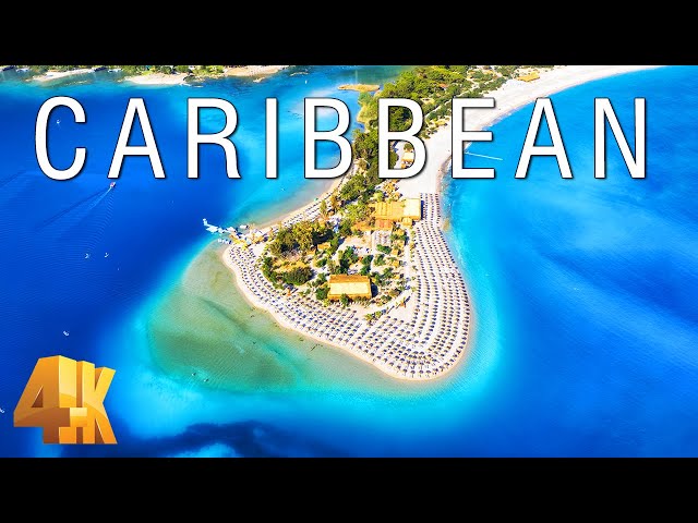 FLYING OVER CARIBBEAN SEA (4K UHD) - Peaceful Piano Music & Amazing Beautiful Nature Scenery For TV