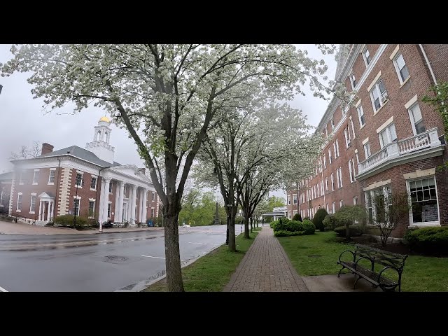Berkshires rainy spring walk around downtown Lenox