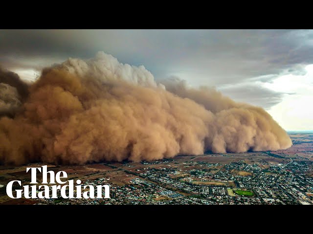 Drone footage shows massive dust storm sweeping across central New South Wales