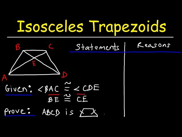 Two Column Proofs - Proving Isosceles Trapezoids - Geometry