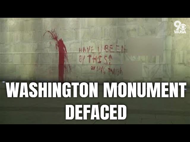Washington Monument defaced with red paint, man in custody