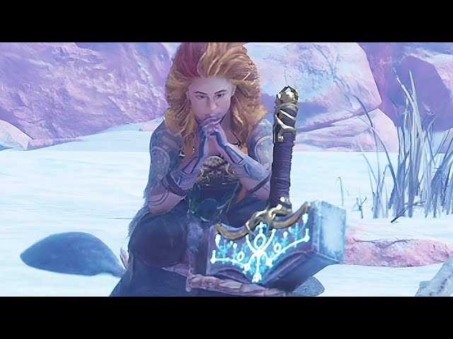Thrud Gets Her Father Thor Hammer SECRET ENDING - God Of War Ragnarok PS5 2022