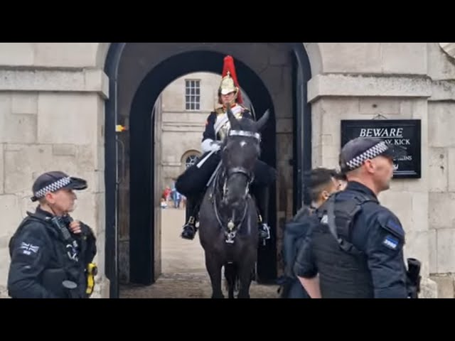 The chav gets released, spooked, horse just walking past #thekingsguard