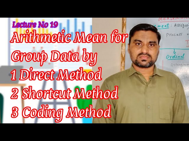 Arithmetic Mean for Group Data by Direct Method, Shortcut Method and Coding Method.