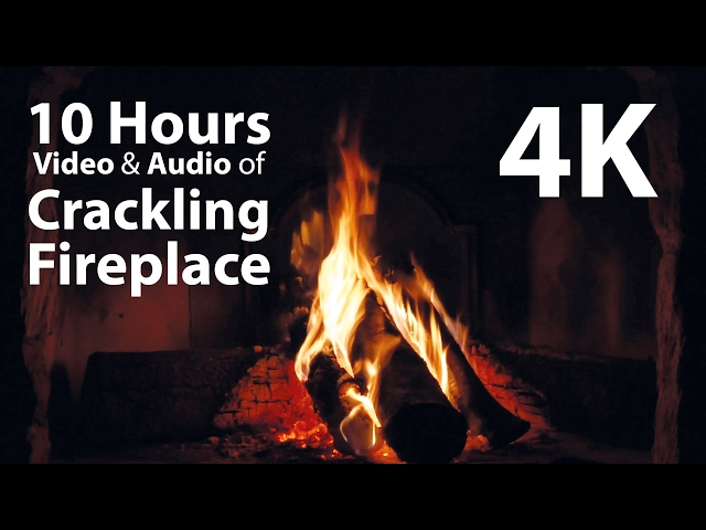 4K UHD 10 hours - Fireplace & Crackling Audio - relaxing, warm, calming