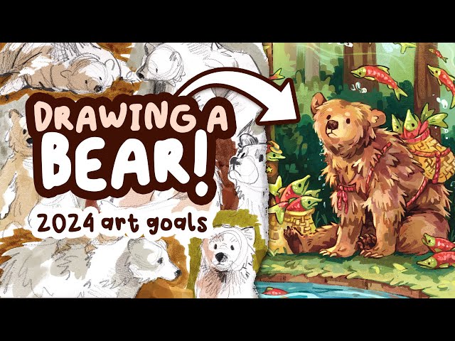 Drawing a BEAR! (and a fox) // My Art Goals for 2024