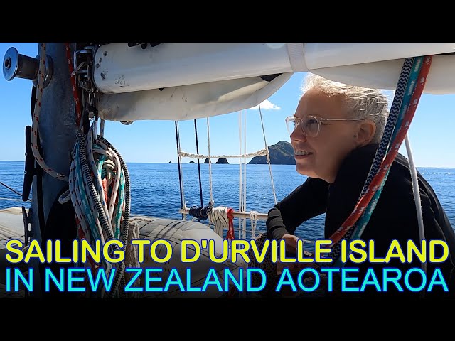 Sailing to D'urville Island Close to Rocks and Sea Arches in the Marlborough Sounds of New Zealand