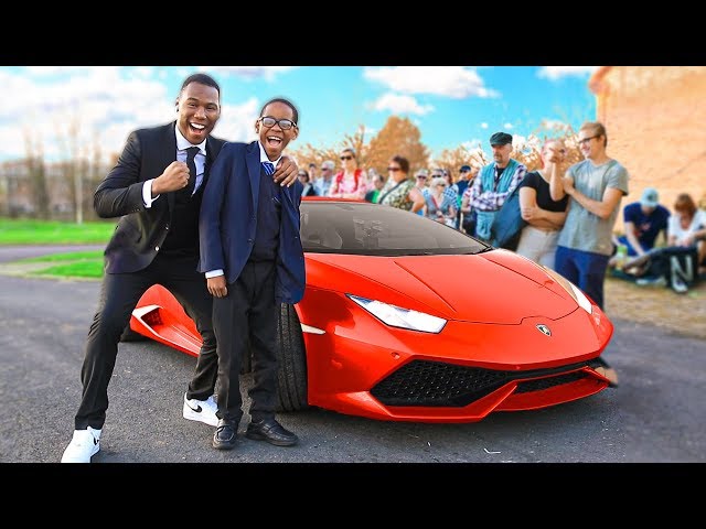Picking up little brother from High School in a Lamborghini (emotional)