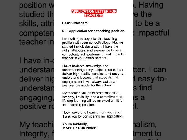 APPLICATION LETTER for TEACHERS! (How to write a TEACHER COVER LETTER!) #applicationletter