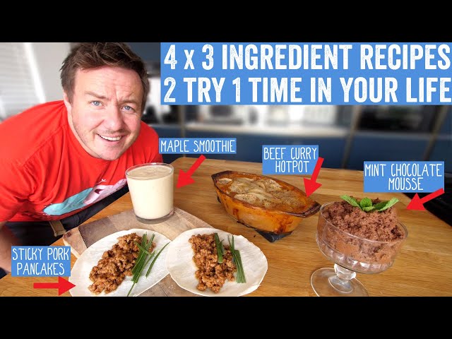 Make a 3 Course Meal & a drink with 3 Ingredients each | inc Sticky Pork Pancakes