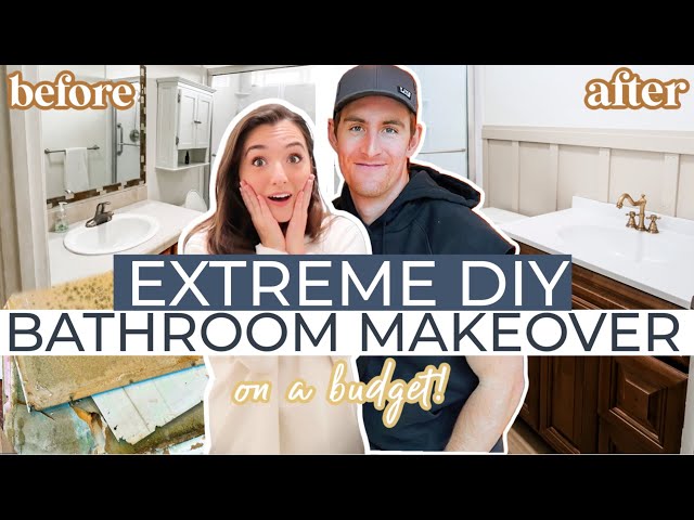 FLOODED TO FABULOUS! EXTREME BATHROOM MAKEOVER ON A BUDGET! DIY Board and Batten + Minimalist Style
