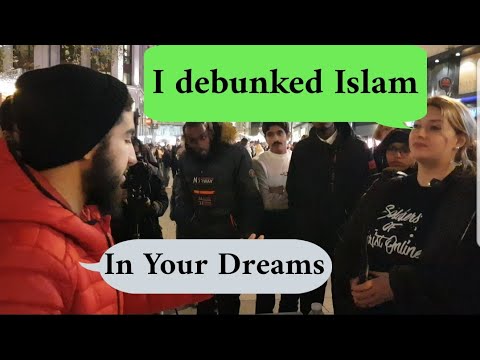 She Cames To deb. unk Islam Gets schooled! Mohammed Ali and Christian Lady Speakers Corner