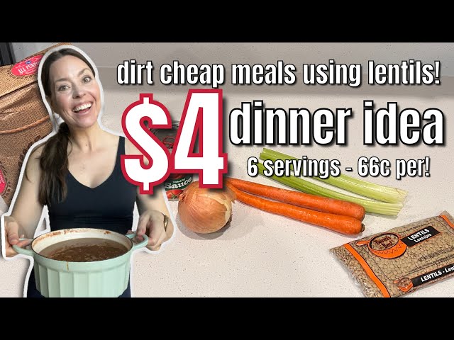 DIRT CHEAP MEALS USING LENTILS! $4 Dinner Idea 6 Servings! Easy Healthy Lentil Meals