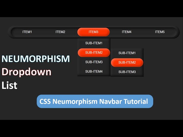 Neumorphism Dropdown Menu Using Pure CSS | Neumorphic DropDown List Navbar Using HTML and CSS Only.