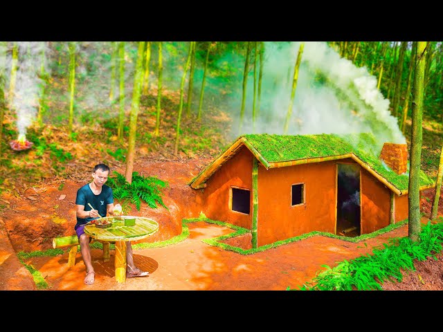 How To Build House Underground From Start To Finish 30 Days In The Forest - Roast Duck For Dinner