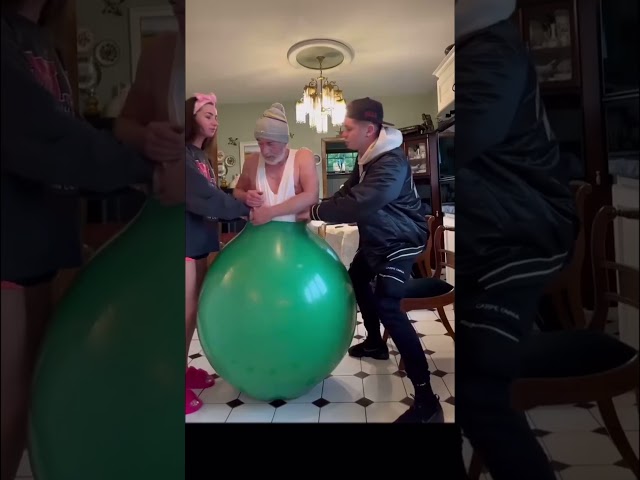 Shoving Dad into a Balloon