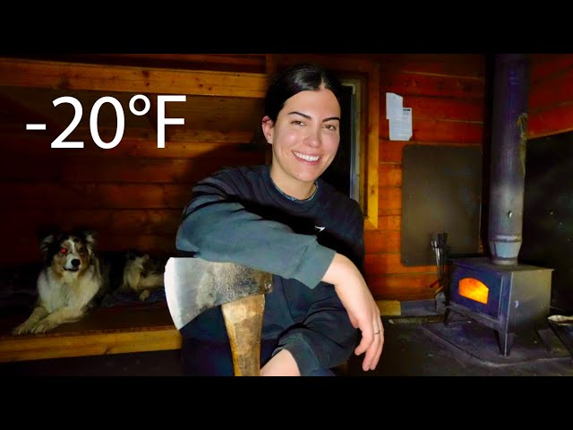 Solo Camping in Alaskan Survival Cabin in -20°F