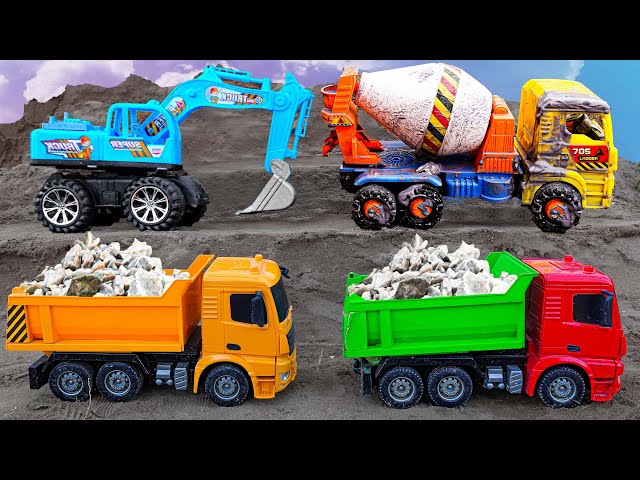 Cement trucks, excavators, cranes, stone trucks - Fun Construction Vehicles