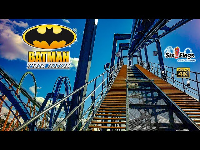2024 Batman The Ride Roller Coaster Front Row On Ride 4K POV Six Flags Magic Mountain