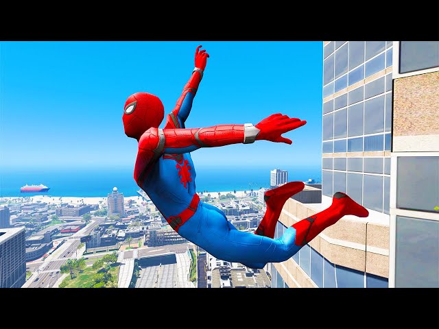 GTA 5 Spiderman Falling off Highest #4 Funny Moments & GTA 5 Gameplay Fails