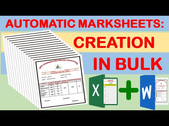 Automatic Marksheets creation || Create automatic marksheet in MS-Word using Excel