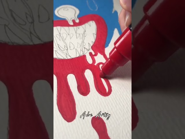 Drawing Huggy Wuggy Drip Effect with Posca Markers!