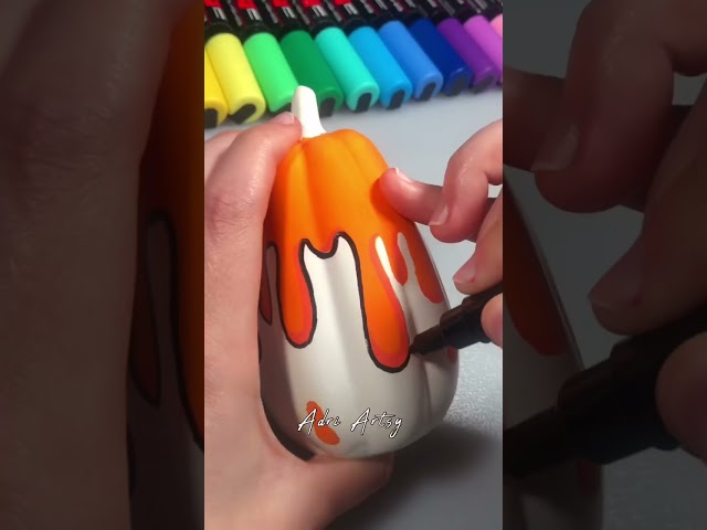 Drawing BUT on a PUMPKIN with Posca Markers! Part 2 #shorts