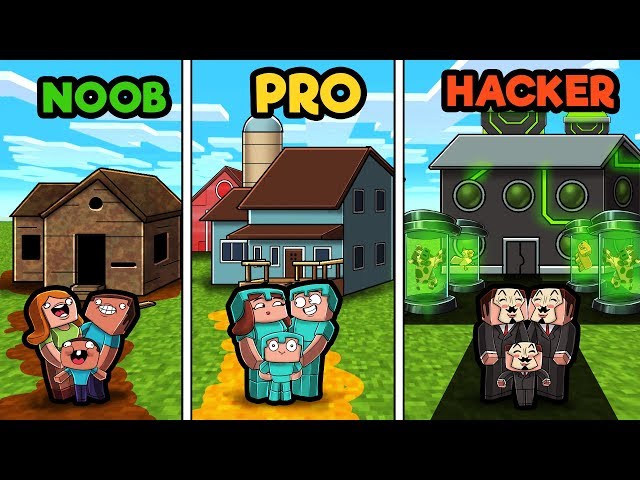 Minecraft - FAMILY BARN HOUSE! (NOOB vs PRO vs HACKER)