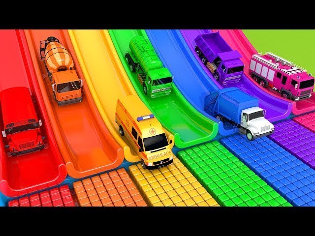Learn Colors with 5 Street Vehicles and Assembly Fruit Wheels Flying Cars Pretend Play Toys for kids