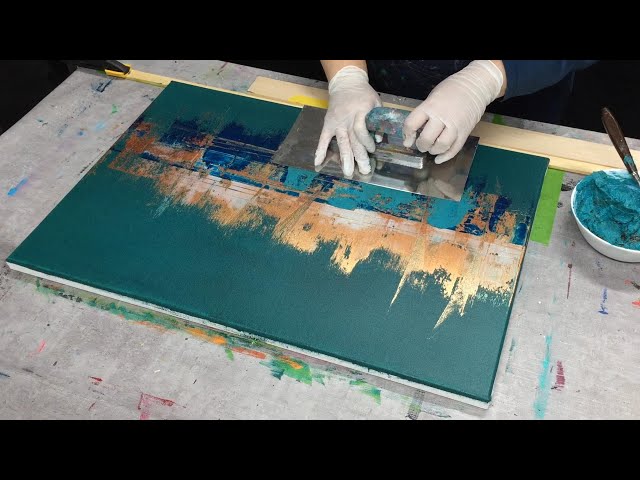 Rakeltechnik | abstrakte Malerei mit Acrylfarbe | Marmormehlpaste anrühren | abstraktes Meerbild