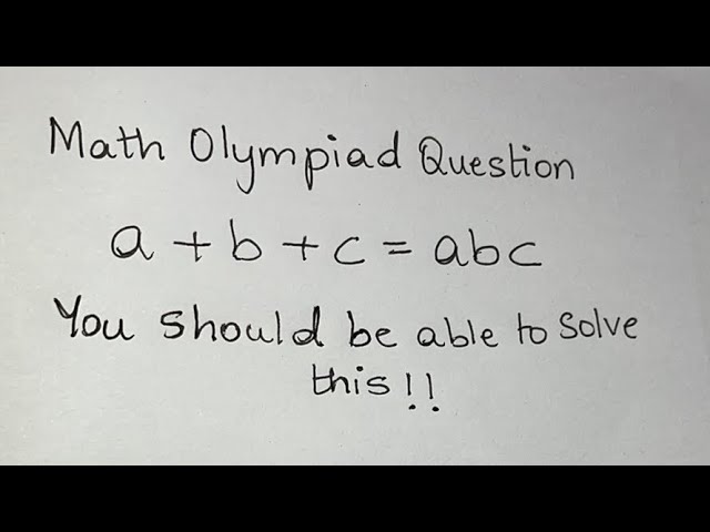 Math Olympiad Question | A Nice Equation | You should be able to solve this!!