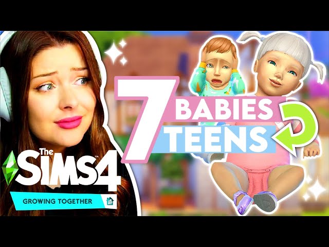 Raising 7 Infants to TEENS in The Sims 4 // The Sims 4 Growing Together 7 Infant Challenge