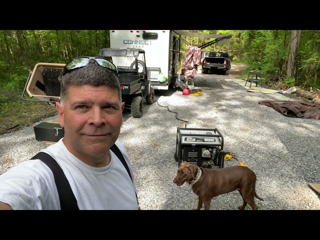 Running RV on construction generator for shelter from Tennessee heat and humidity