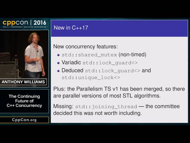 CppCon 2016: Anthony Williams “The Continuing Future of C++ Concurrency"